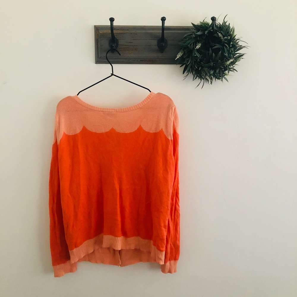 Modcloth Coral Pink Scallop Cardigan Sweater XL - Picture 6 of 6